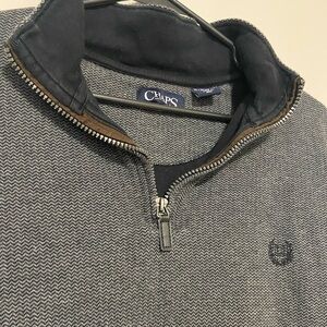 Chaps Men's Black and Gray Zip-Up Sweater